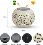 lampe solaire extérieure moderne perforations feuilles adhésive fer noir blanc