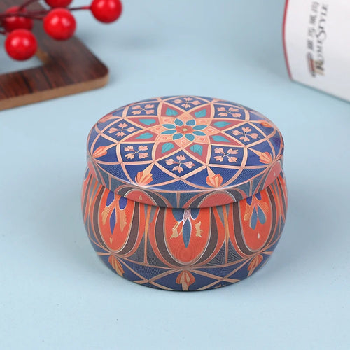 boîte ronde rangement cosmétique décorative motif floral boho chic pot stockage bijoux maquillage