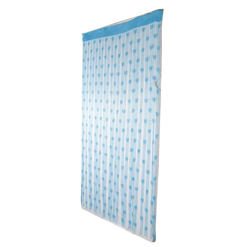 rideau moderne bleu coeurs transparent fenetre polyester maison bleu clair