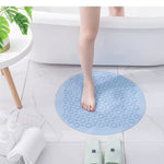 tapis bain rond antidérapant pvc gris bleu moderne salle bain douche 55x55cm
