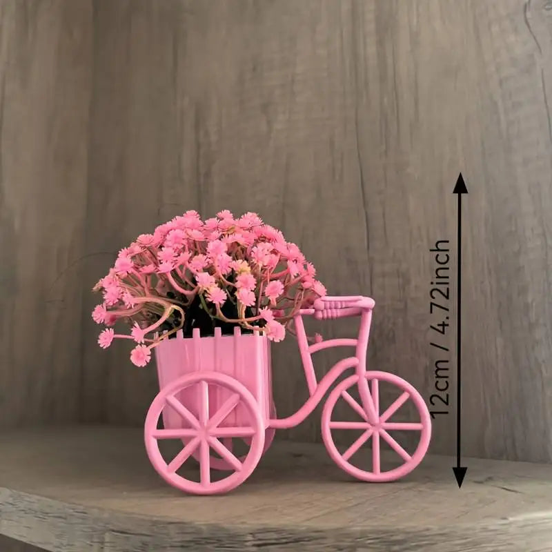 décoration vintage panier vélo blanc rose bleu pot intégré fleurs artificielles anniversaire chambre