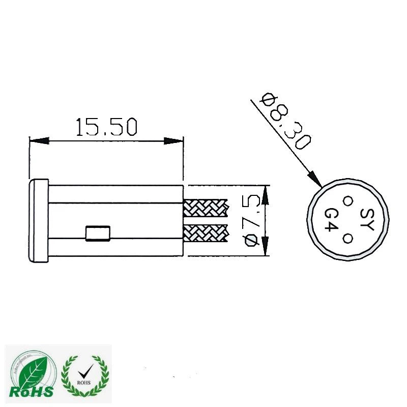 supports lampe led g4 50cm blanc noir résistants hautes températures 250 degrés 1248v industriels