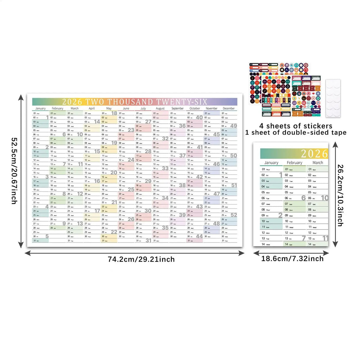 calendrier mural multicolore moderne stickers adhésifs planification mensuelle jour mois dates famille maisonécole