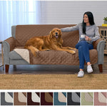 housse canapé marron quiltée réversible anti dérapante 100 polyestère moderne