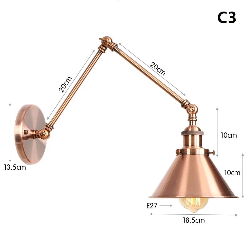 lampe murale articulée or industrielle vintage chambre cuisine salle manger