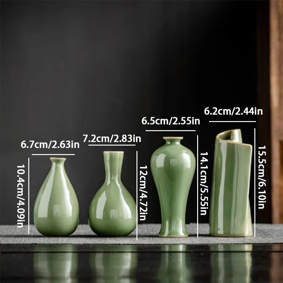 vases céramique vert moderne table décoration intérieur fleurs artificielles