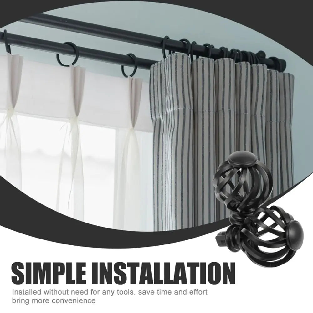 embouts tringle rideau décoratifs spirales sphères tressées noir modernes