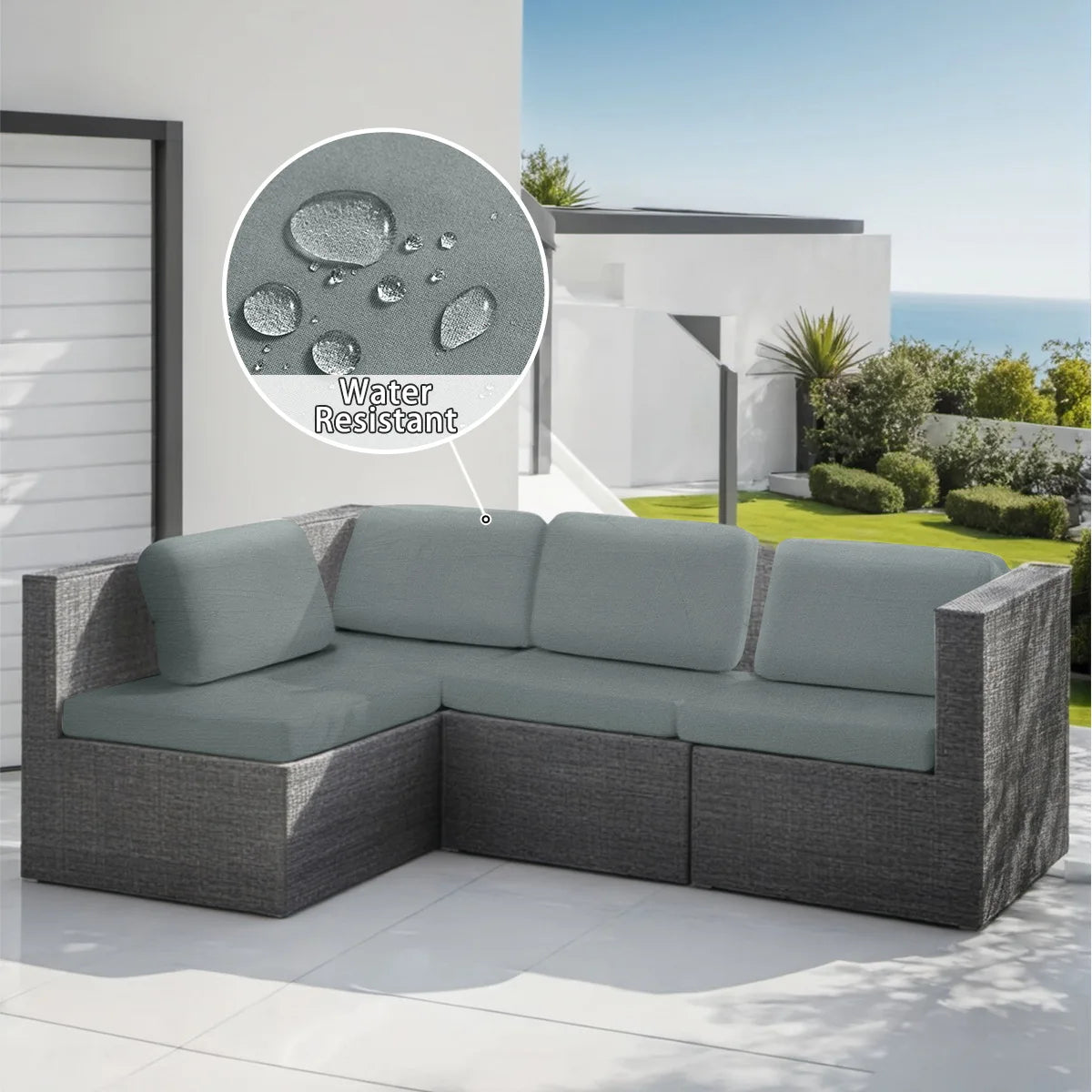 housse coussin canapé extérieur polyester solide moderne gris beige protège jardin soleil imperméable simple