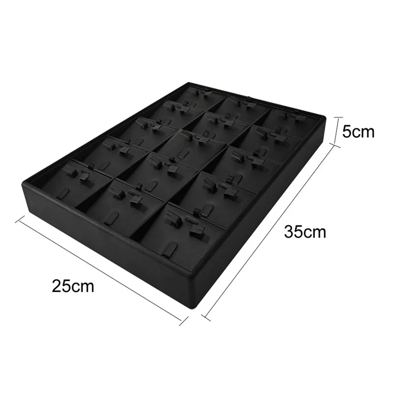 boîte bijoux cuir noir blanc plateau rangement bague boucle d'oreille organisation modernescrição