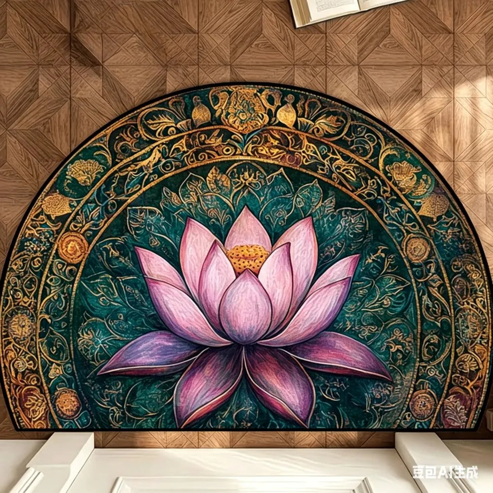 tapis antidérapant fleur lotus motifs floraux ethnique intérieur extérieur 40x60cm 50x80cm 60x90cm
