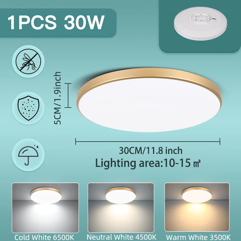 lampe led moderne blanc doré 18w 30w 40w 50w