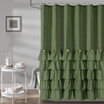 Rideau de douche à volants de couleur pastel, fabriqué à partir d'un matériau de haute qualité, idéal comme traitement de fenêtre pour ajouter une touche d'élégance et de sophistication à votre salle de bain. Le rideau présente un motif de volants délicats qui ajoute de la texture et de la profondeur à l'ensemble. Un rideau polyvalent qui peut également être utilisé comme un rideau de fenêtre standard pour améliorer l'esthétique de n'importe quelle pièce.