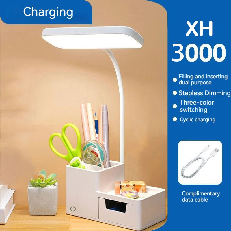 lampe moderne rechargeable led blanc mat protection yeux dimmable usb niveaux