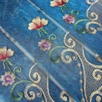 rideau floral brodé transparent bleu doré rose élégant salon chambre bureauhôtel