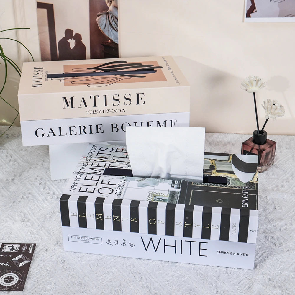 boîte mouchoirs moderne imprimée york paris matisse galerie bohème monochrome noir blanc