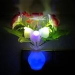 lampe nuit led fleurs artificielles vase semi transparent moderne vert rose violet bleu