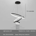 lampe suspendue moderne scandinave anneau métallique noir blanc doré salon chambre