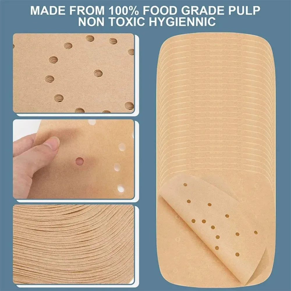 papier frire air fryer perforé moderne antiadhésif 18.5x18.5cm 20.5x20.5cm 23x23cm opaque beigeclair