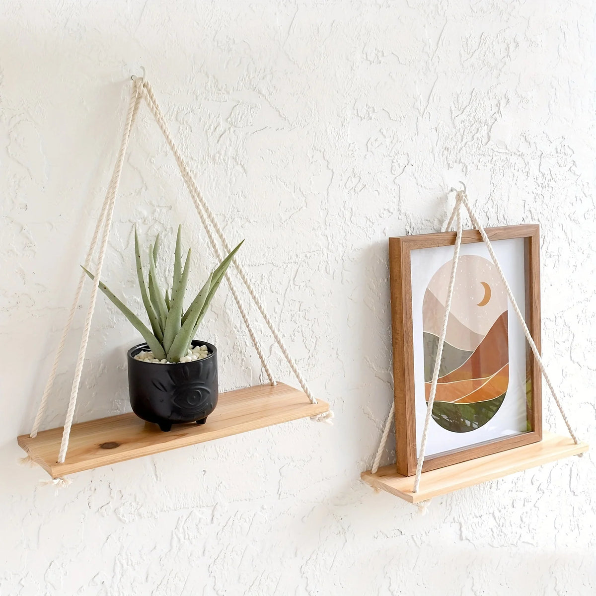 étagère suspendue bois naturel moderne minimaliste plante cadre support suspension