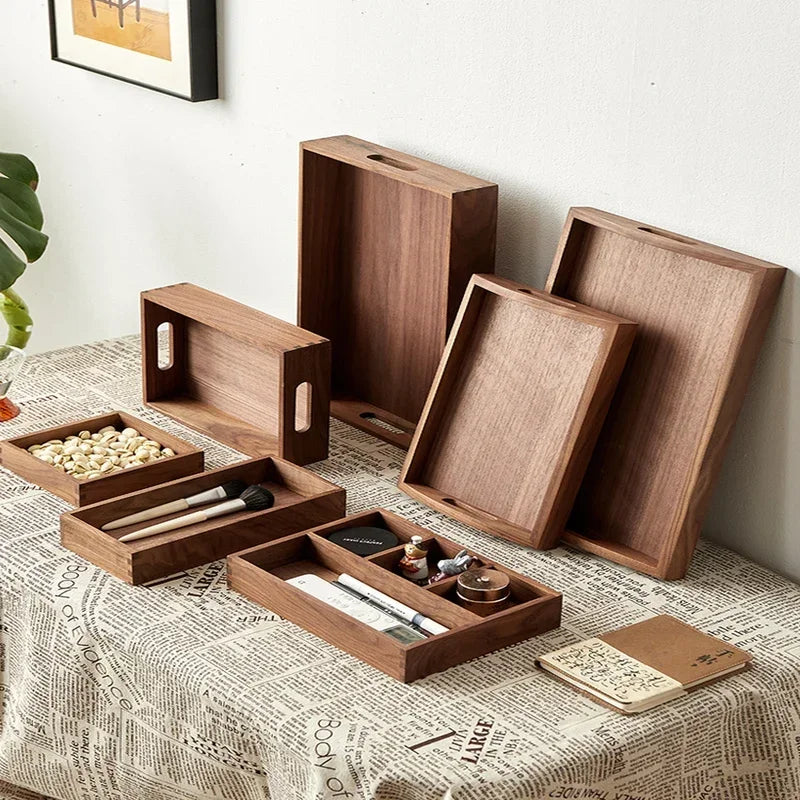 boîte rangement multi compartiments marron foncé moderne stylos télécommandes clés pistaches noix cajou