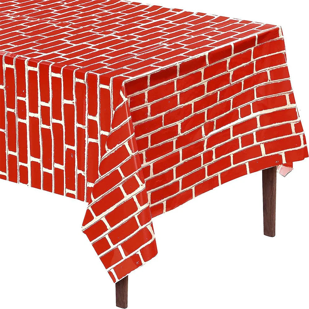 nappe rouge brique motif moderne anniversaire mariage baptême noël fête enfants