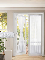rideau blanc tissé verticalement plissé translucide classique porte d'entrée intérieur maison