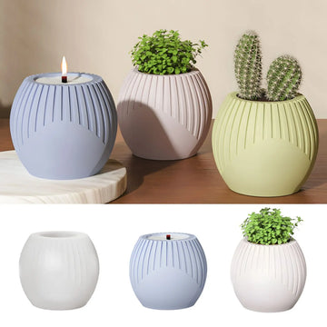 pots décoratifs striés cache candle plante cactus moderne couleurs pastel gris beige vertclair