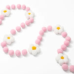 guirlande décorative fleurs pompons coton bannière motifs floraux festive enfantine suspension fil