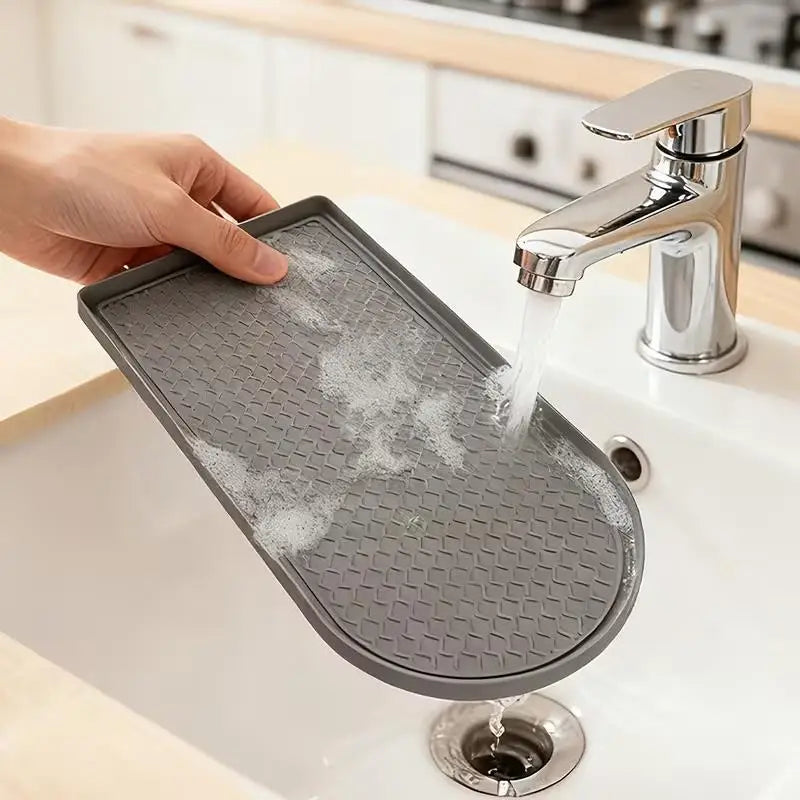 tapis protection machine silicone moderne gris texture géométrique antidérapant bord surélevé