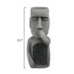 statues moai décoratives extérieures pots fleurs texture pierre motif floral gris noir