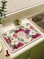 tapis cuisine absorbant motif floral fleurs rectangle décoratif évier plan travail