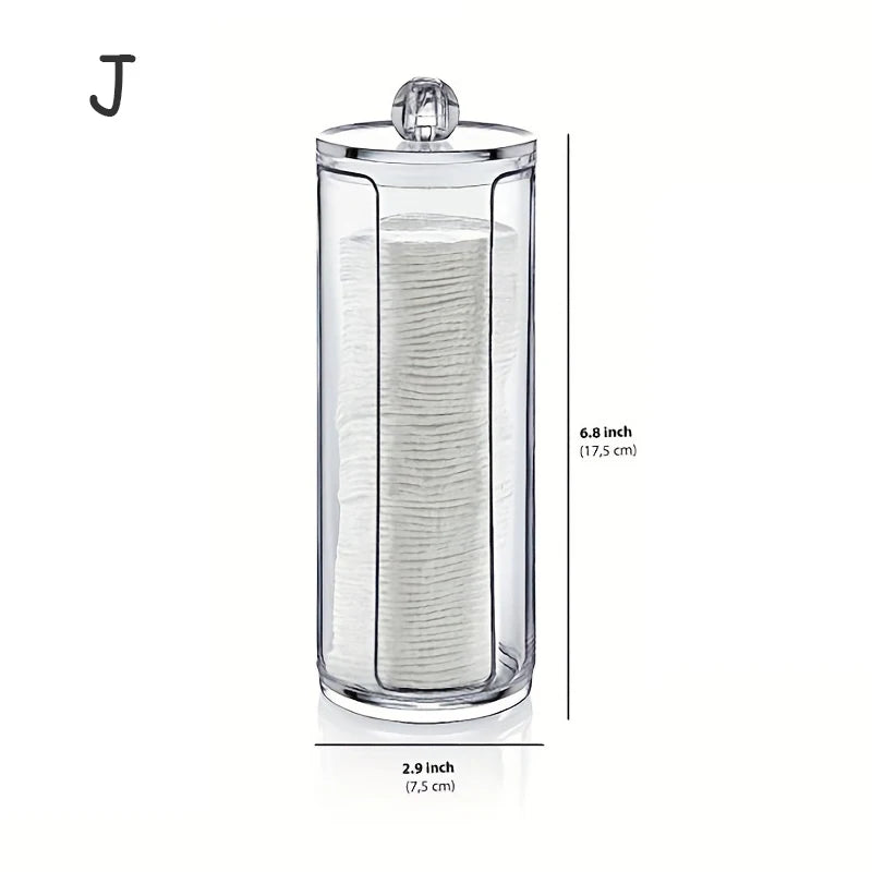 pot coton tige transparent moderne boite rangement couvercle bois respectueux environnement minimaliste organiser