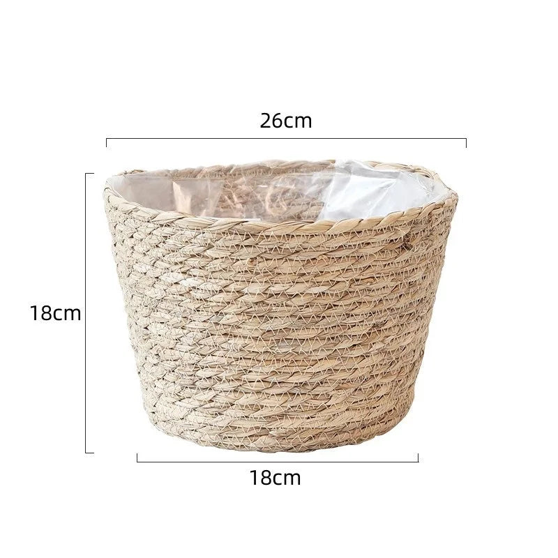 paniers tissés paille rustique boho chic intérieur extérieur stockage fleurs verte naturel