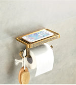 accessoires salle bain doré ornements floraux finition brillante classique porte savon porte gobelet porte