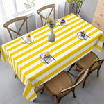nappe polyestère rayée jaune blanche moderne table maison extérieur fête mariage salon restaurant