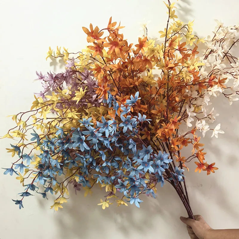 bouquet artificiel fleurs naturelles bleu orange jaune blanc intérieur décoration mariage anniversaire pendaison crémaillère