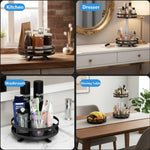 support rotatif deux niveaux noir acier inoxydable moderne vaisselle épices cosmétiques comptoir cuisine