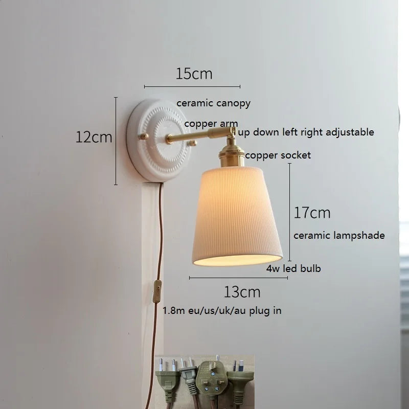 lampe murale moderne blanc doré interrupteur chaîne coquille motif lune soleil chambre cuisine
