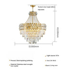 lustre cristal doré transparent classique encastrée led h71cm d60cm