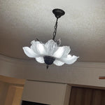 lampe suspendue blanche dorée fleurs classique salon chambre lumière led neutre chaleureuse