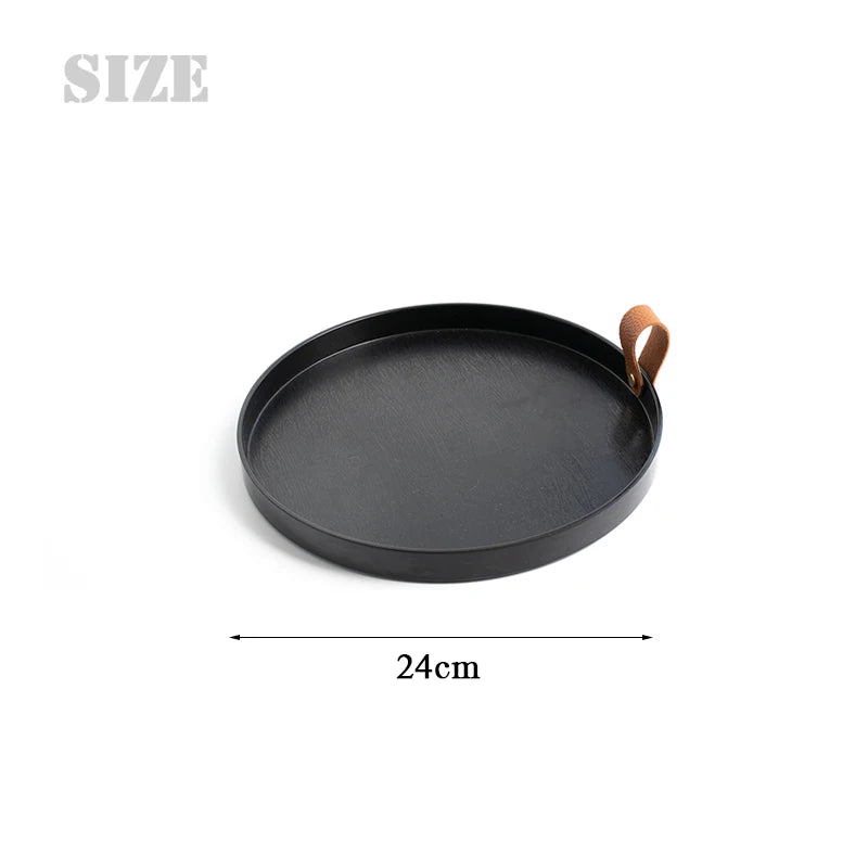 plateau rangement moderne noir blanc texture bois poignées cuir marron melamine entrée cuisine salon