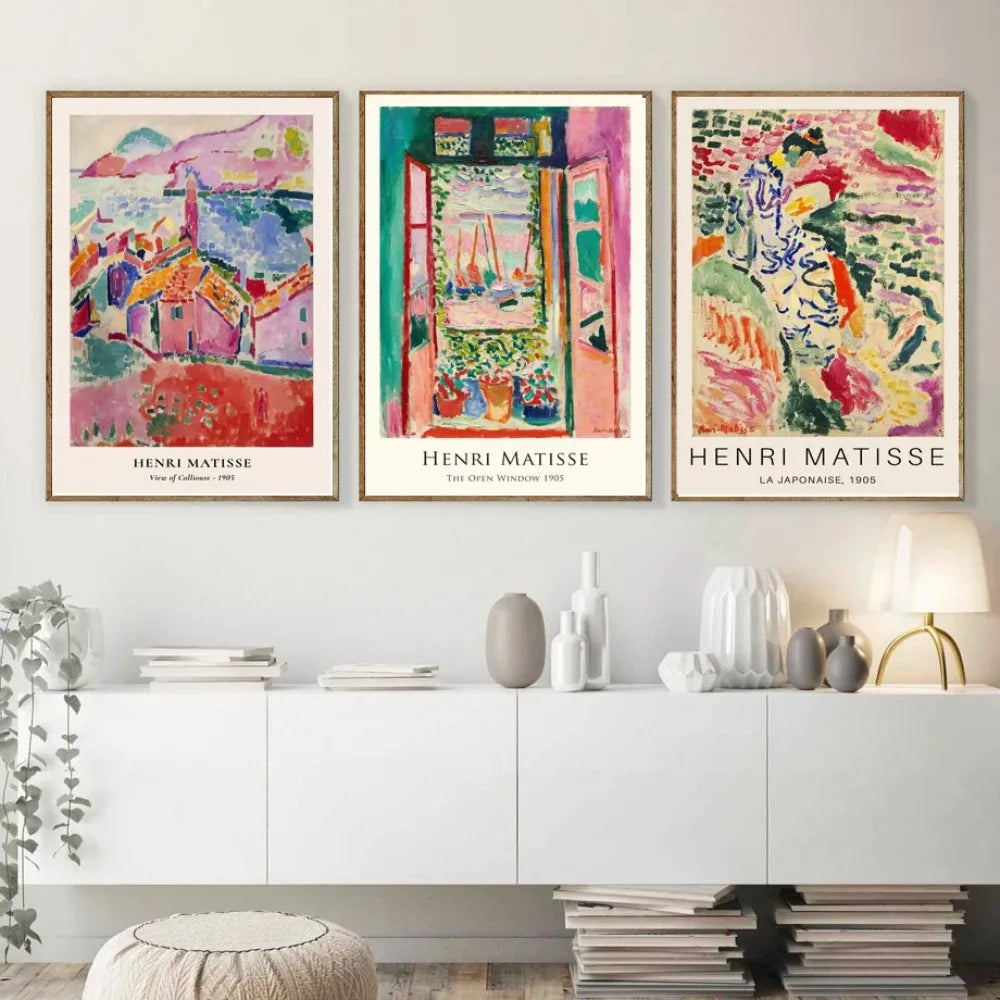 tableau toile art abstrait paysage moderne peinture mur salon décoration maison cadre bois noir