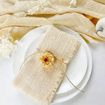 lot dix serviettes table coton beige clair franges rustiques mariage décoration chic maison