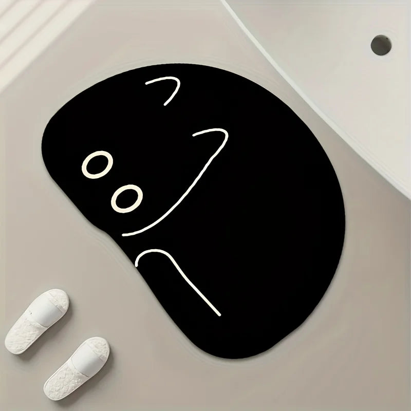 tapis noir chat blanc moderne imperméable antidérapant résistant décoloration sol chambre bain 50x80cm 60x90cm