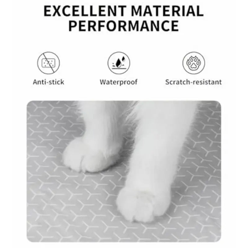 tapis protection litière chat auto nettoyant anti fuite motif hexagonal gris clair bordure verte