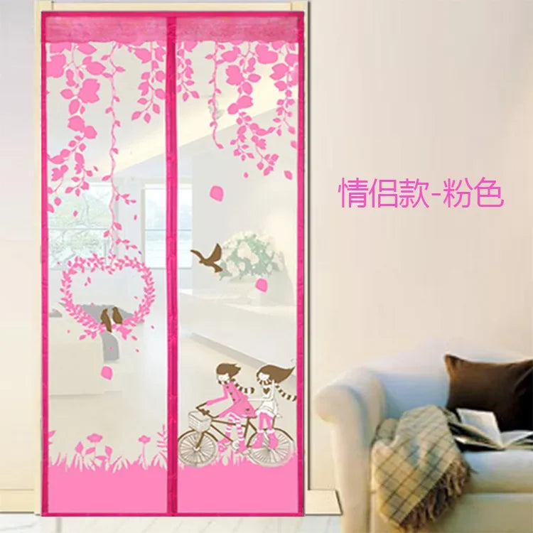 rideau moustiquaire porte violet fleurs papillons moderne translucide adhésif clips branches