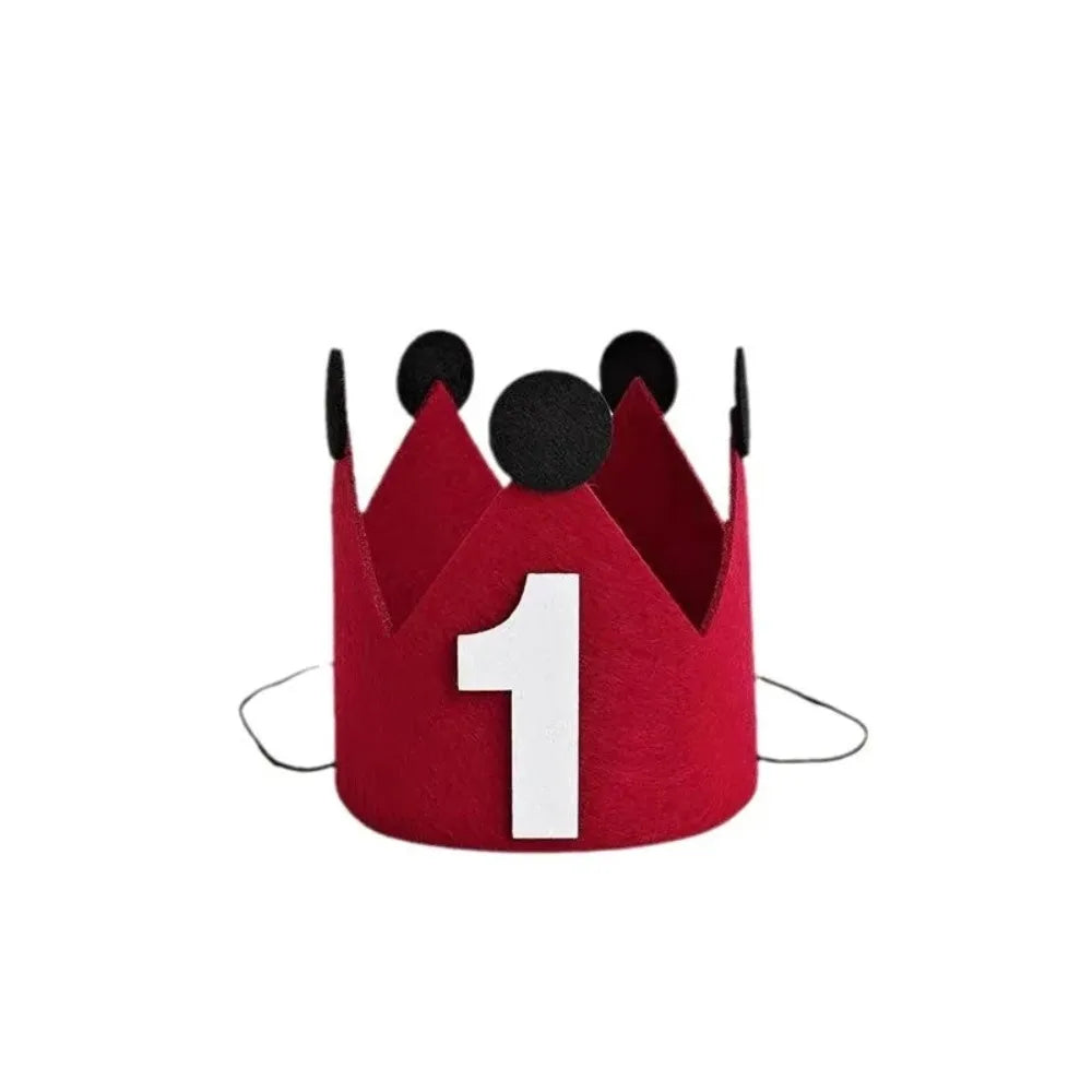 couronne anniversaire enfant rouge oreilles chiffres adhésif festive décoration première année joyeuse festivités