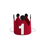 couronne anniversaire enfant rouge oreilles chiffres adhésif festive décoration première année joyeuse festivités