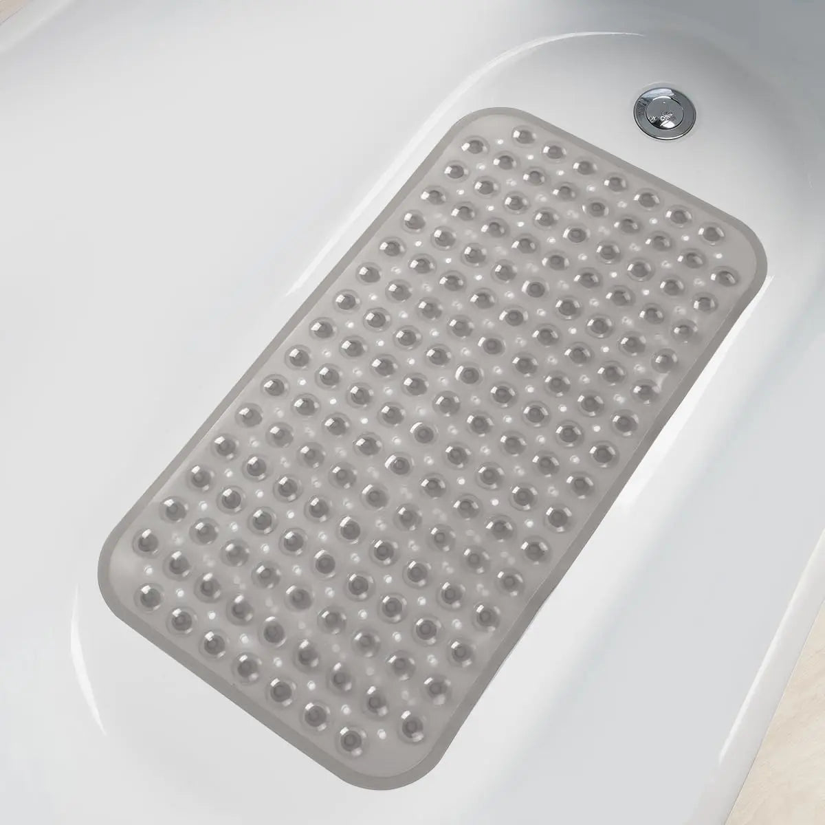 tapis bain moderne perforé gris clair antidérapant lavable salle bain paires trous circulaires PVC