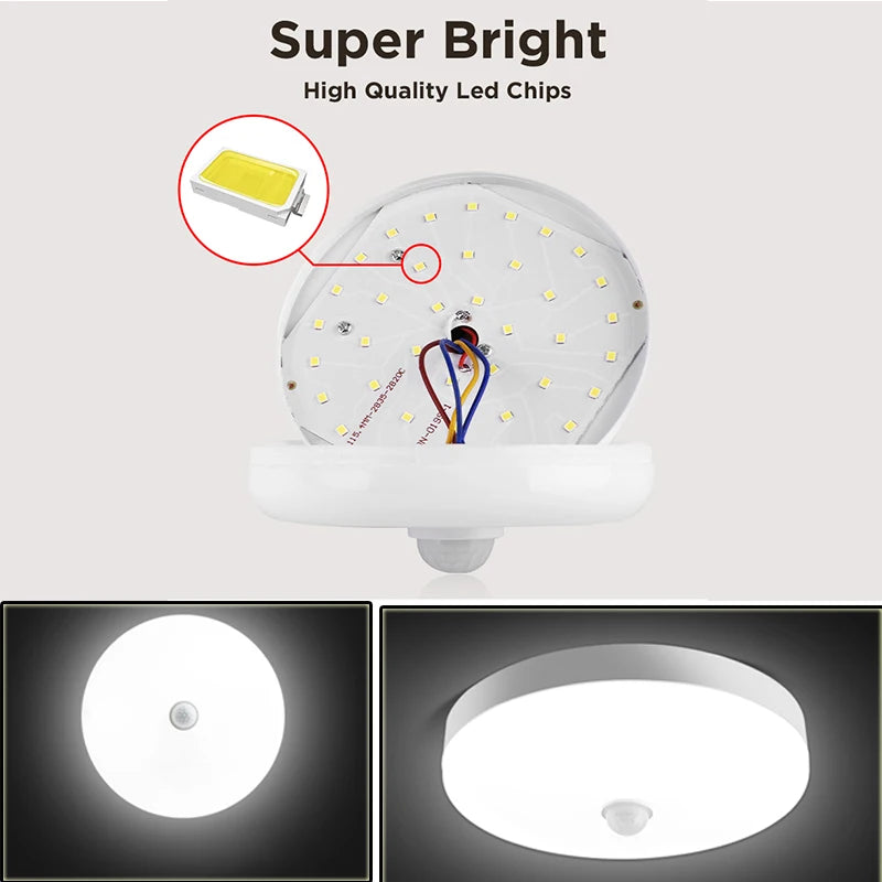 plafonnier led blanc moderne adhésif détecteur mouvement 110v 220v 15w 30w